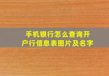 手机银行怎么查询开户行信息表图片及名字