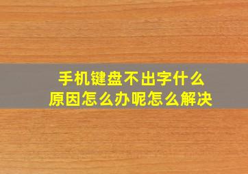 手机键盘不出字什么原因怎么办呢怎么解决