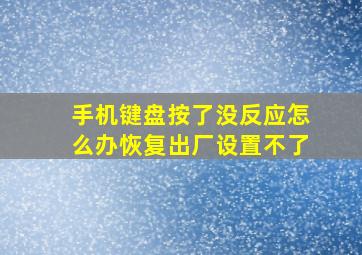 手机键盘按了没反应怎么办恢复出厂设置不了