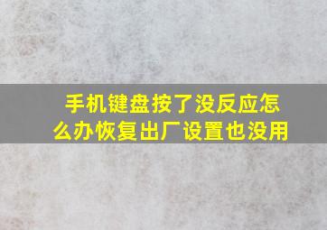 手机键盘按了没反应怎么办恢复出厂设置也没用