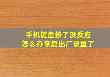 手机键盘按了没反应怎么办恢复出厂设置了