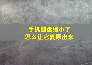 手机键盘缩小了怎么让它复原出来