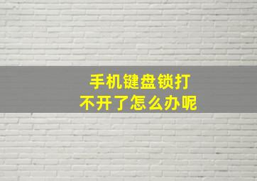 手机键盘锁打不开了怎么办呢