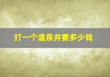 打一个温泉井要多少钱