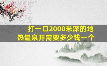 打一口2000米深的地热温泉井需要多少钱一个