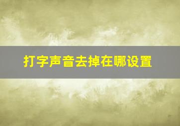 打字声音去掉在哪设置