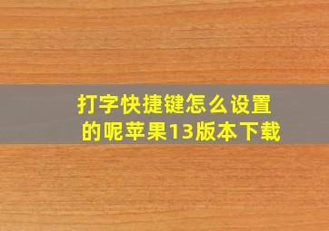 打字快捷键怎么设置的呢苹果13版本下载