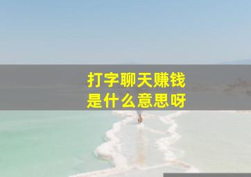 打字聊天赚钱是什么意思呀