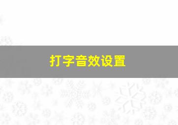 打字音效设置