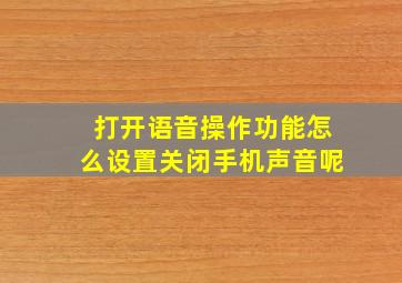 打开语音操作功能怎么设置关闭手机声音呢