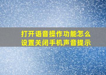 打开语音操作功能怎么设置关闭手机声音提示