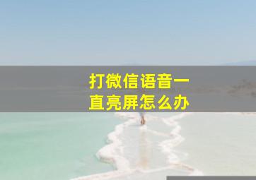 打微信语音一直亮屏怎么办