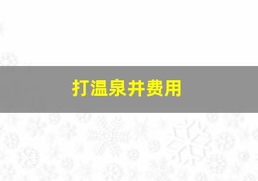 打温泉井费用