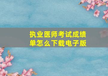 执业医师考试成绩单怎么下载电子版