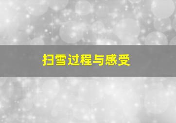 扫雪过程与感受