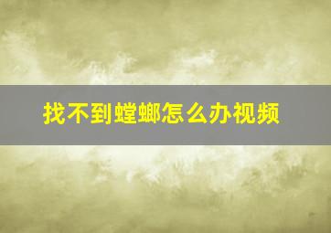 找不到螳螂怎么办视频