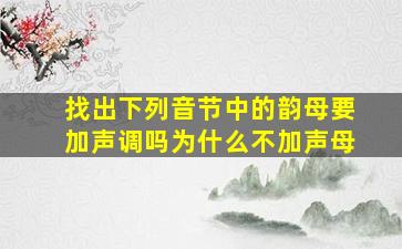 找出下列音节中的韵母要加声调吗为什么不加声母