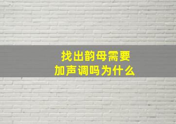 找出韵母需要加声调吗为什么