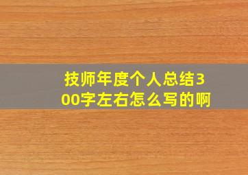 技师年度个人总结300字左右怎么写的啊