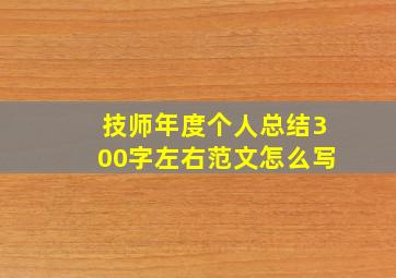 技师年度个人总结300字左右范文怎么写