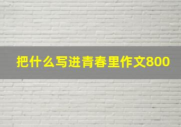 把什么写进青春里作文800