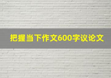 把握当下作文600字议论文