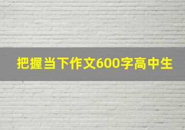 把握当下作文600字高中生