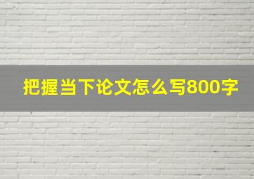 把握当下论文怎么写800字