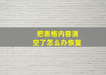 把表格内容清空了怎么办恢复