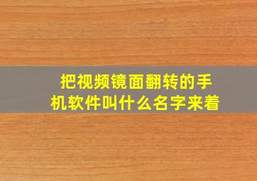 把视频镜面翻转的手机软件叫什么名字来着