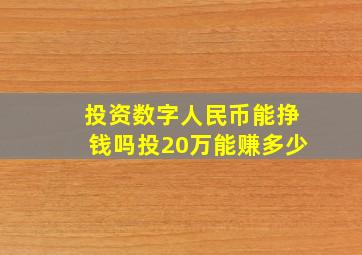 投资数字人民币能挣钱吗投20万能赚多少