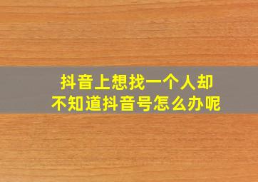 抖音上想找一个人却不知道抖音号怎么办呢