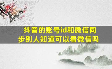 抖音的账号id和微信同步别人知道可以看微信吗