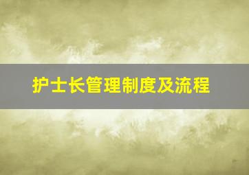 护士长管理制度及流程