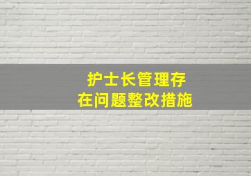 护士长管理存在问题整改措施