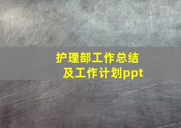 护理部工作总结及工作计划ppt