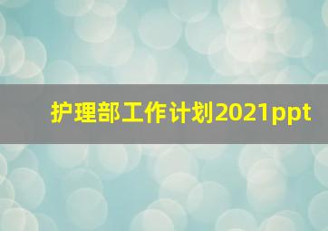 护理部工作计划2021ppt