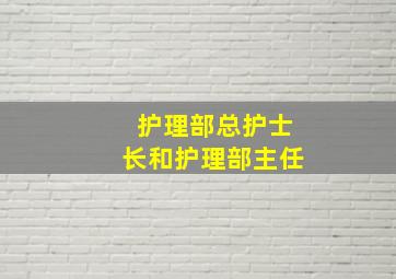 护理部总护士长和护理部主任