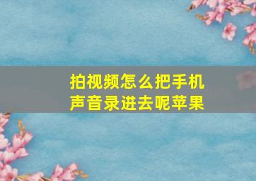 拍视频怎么把手机声音录进去呢苹果