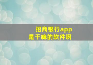 招商银行app是干嘛的软件啊