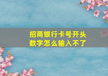 招商银行卡号开头数字怎么输入不了