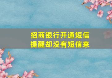 招商银行开通短信提醒却没有短信来