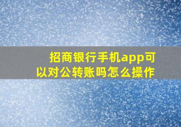 招商银行手机app可以对公转账吗怎么操作