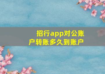 招行app对公账户转账多久到账户