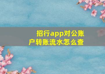 招行app对公账户转账流水怎么查