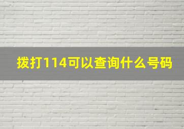 拨打114可以查询什么号码