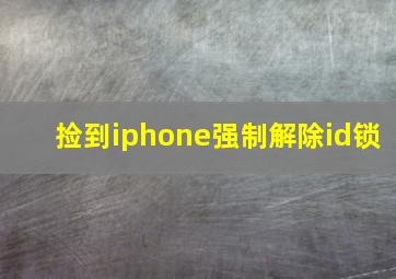 捡到iphone强制解除id锁