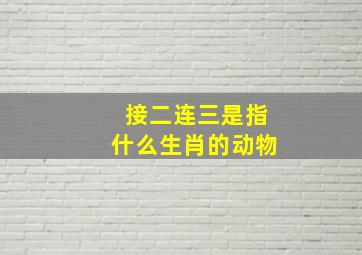 接二连三是指什么生肖的动物