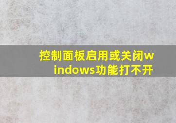 控制面板启用或关闭windows功能打不开