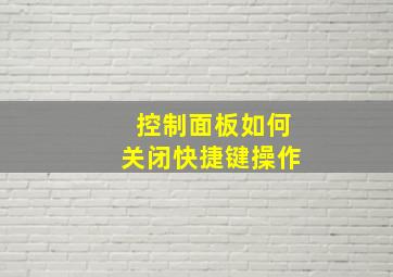 控制面板如何关闭快捷键操作